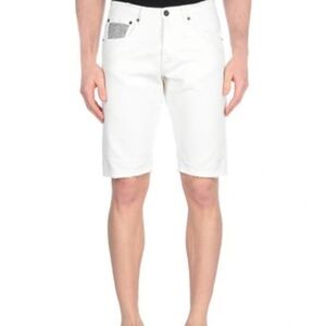 Macchia J White Denim Jean Short Classic Cotton Studs Made Italy Sz 31 ButtonFly